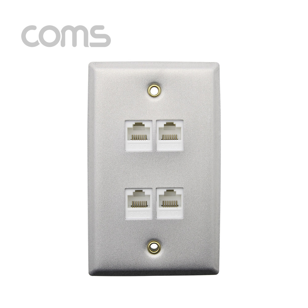Coms 월 플레이트 - RJ45 4Port / 알루미늄 PLATE / LAN 4Port
