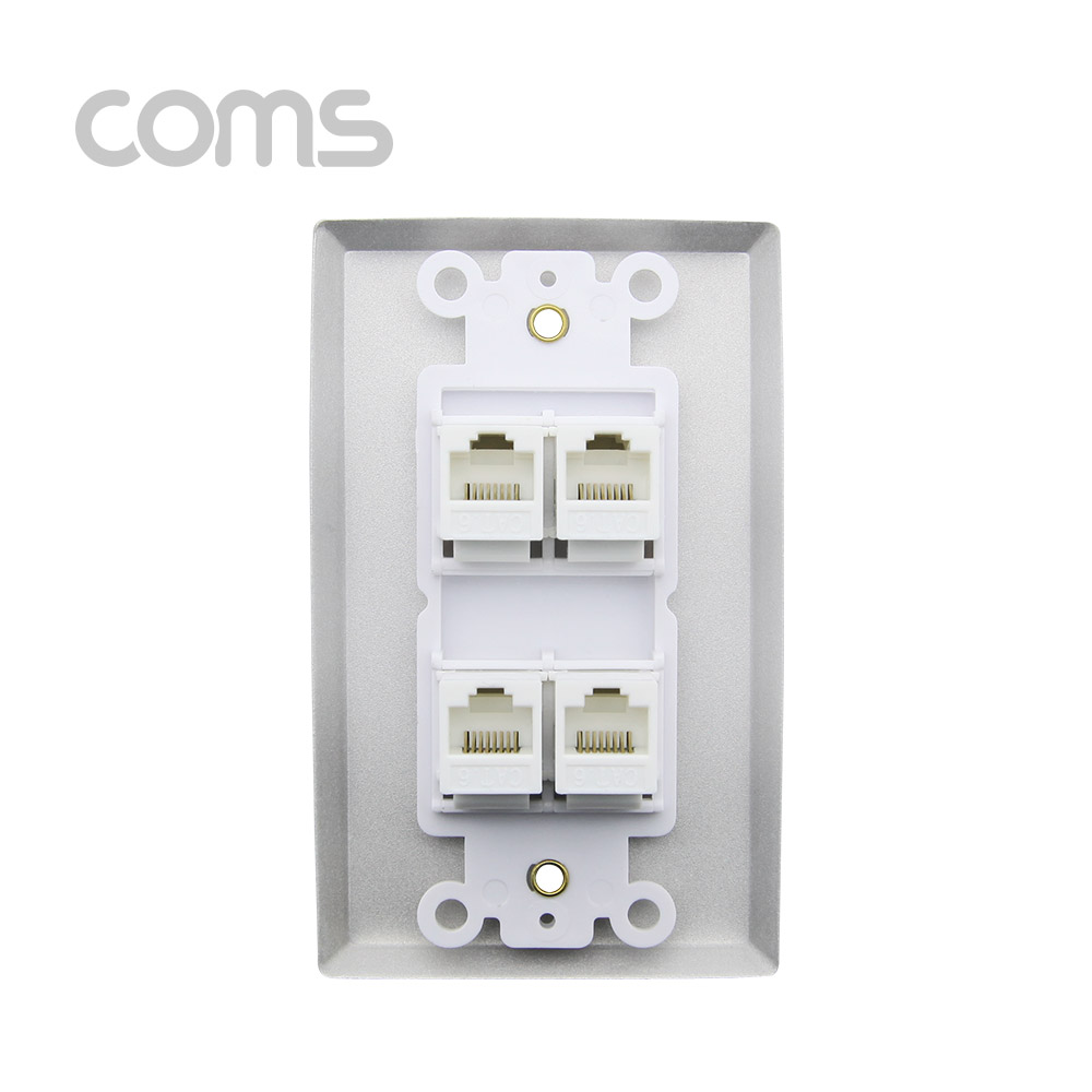 Coms 월 플레이트 - RJ45 4Port / 알루미늄 PLATE / LAN 4Port