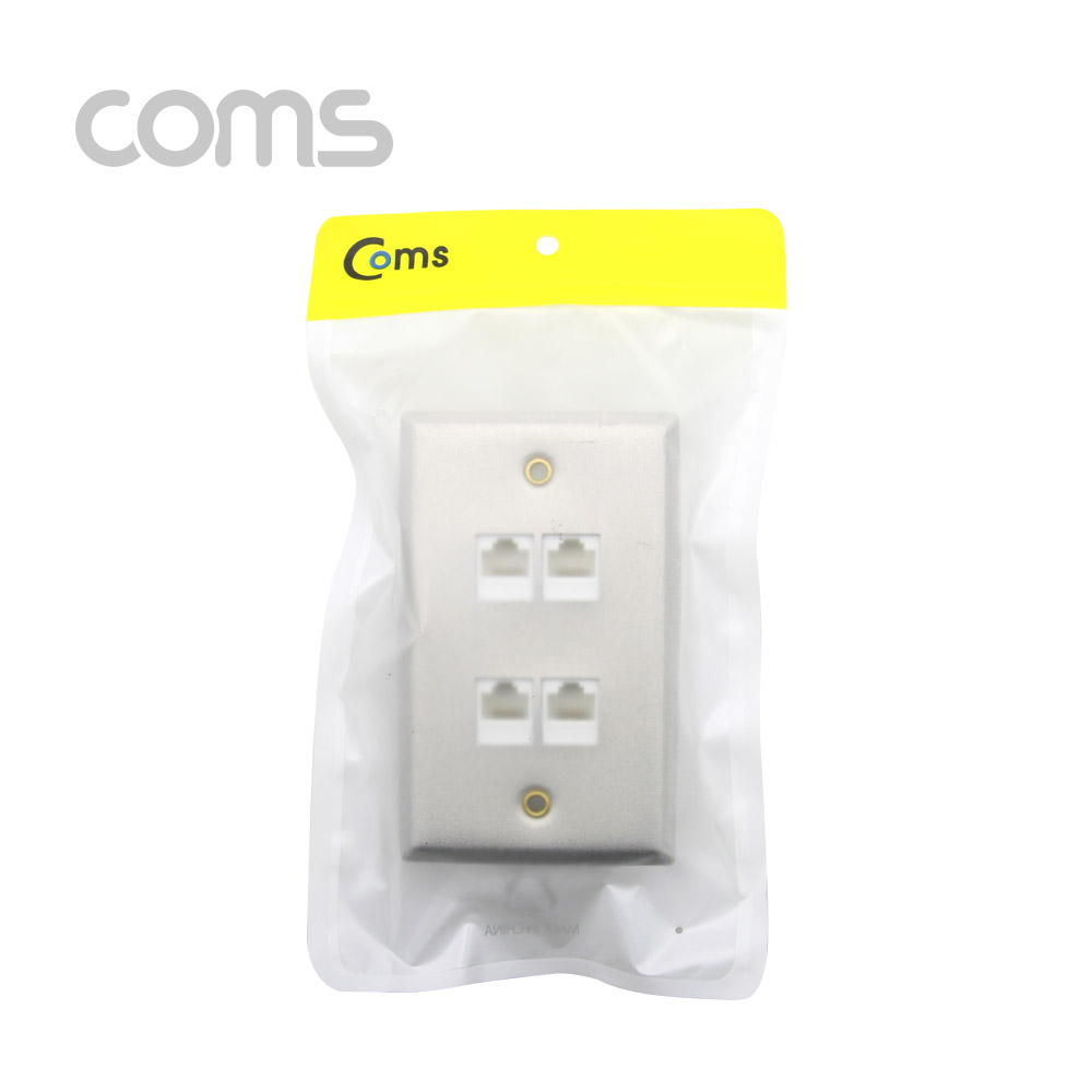 Coms 월 플레이트 - RJ45 4Port / 알루미늄 PLATE / LAN 4Port