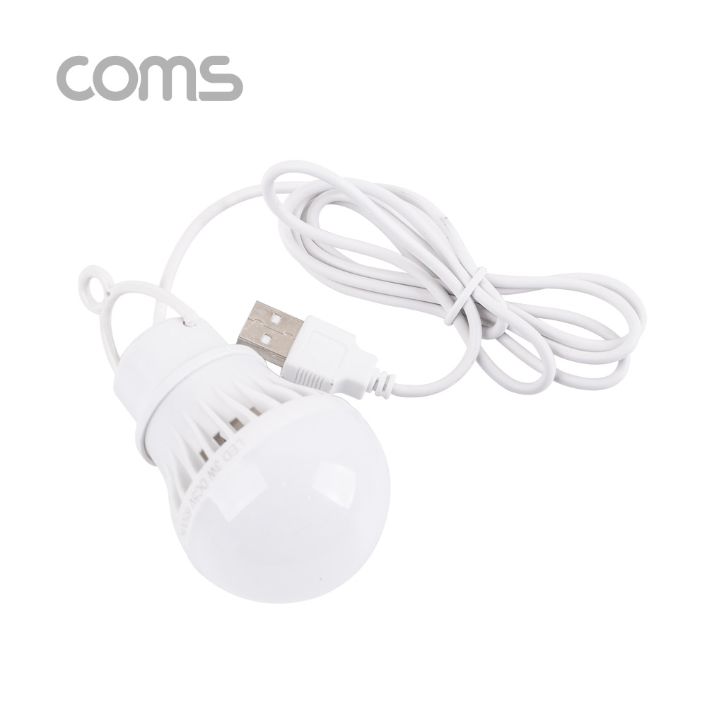 Coms 캠핑용 USB 램프(전구형) 5V/3W / 6 LED / 1M / White / LAMP
