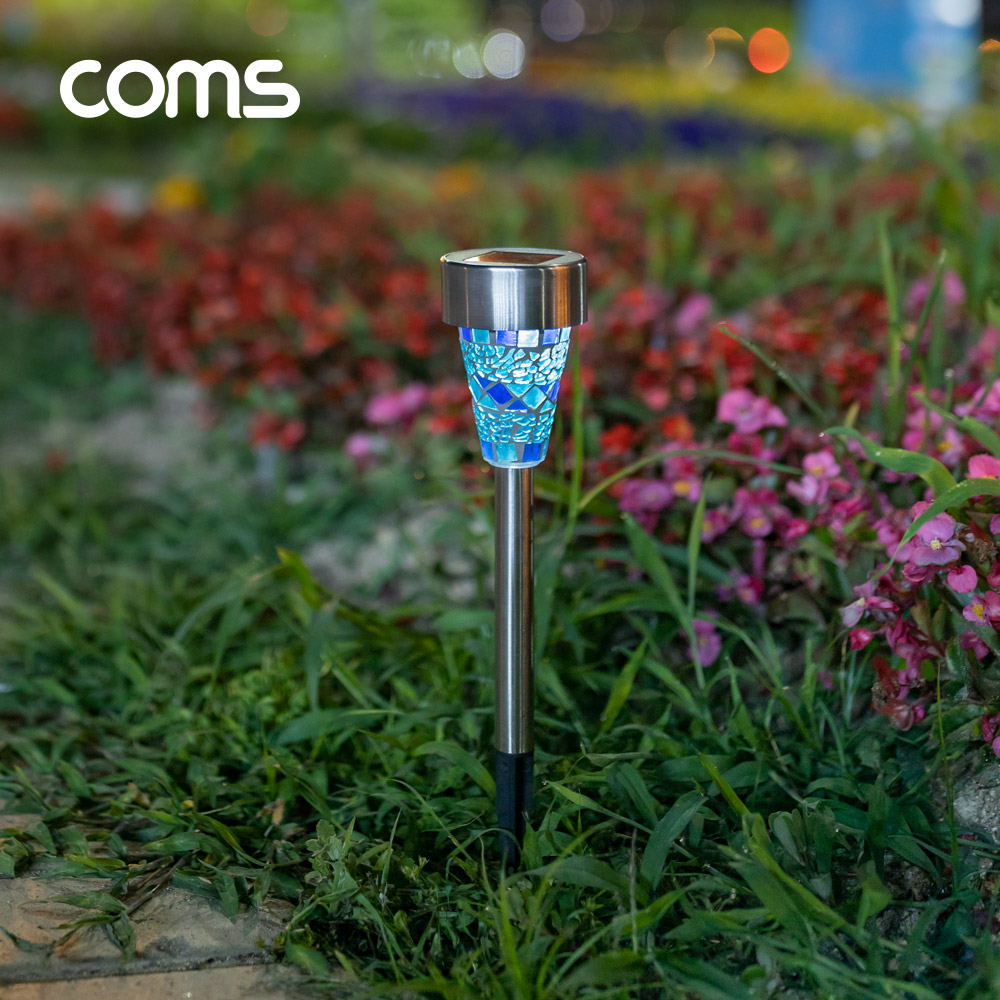 Coms 태양광 LED 정원등 / 블루 모자이크 / 600mAh