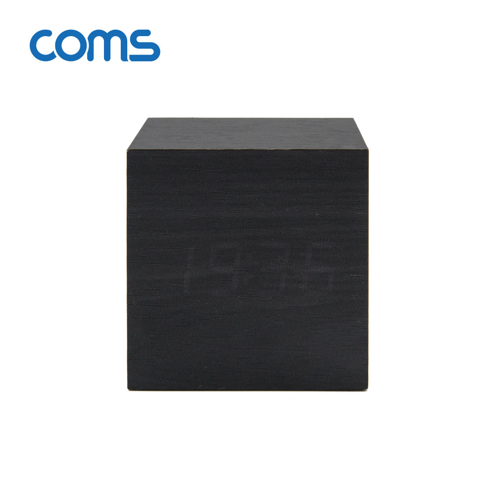 Coms 디지털 LED 나무시계(초미니형 / 정사각형 / 화이트 LED / 알람기능포함 / Black)