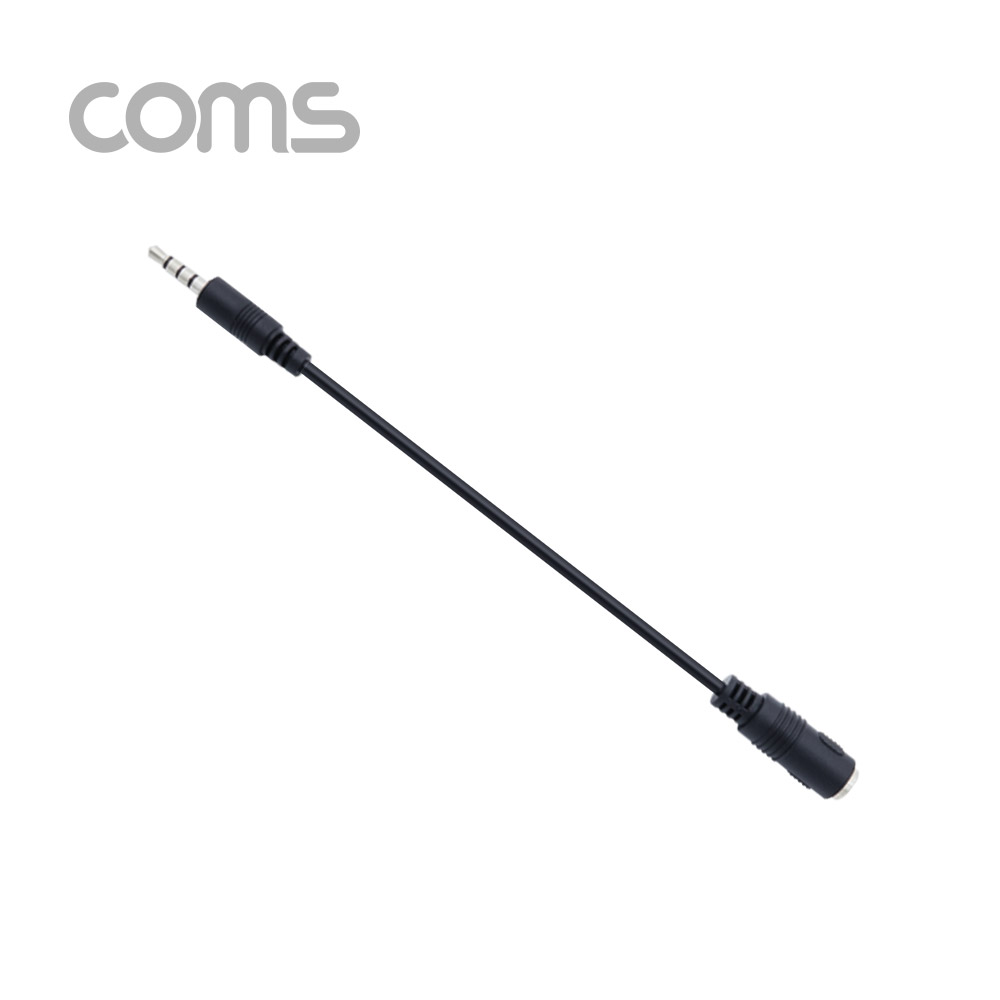 Coms 마이크 변환 젠더 4극 3.5 (M) / 2,3극 3.5 (F) / 15cm / Black