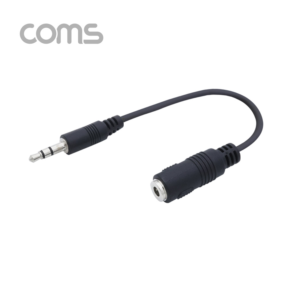 Coms 마이크 변환 젠더 3극 3.5 (M) / 4극 3.5 (F) / 15cm / Black