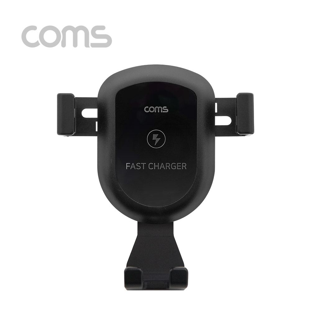 Coms 차량용 스마트폰 무선충전기, 거치대형 - Black, 9V 1.2A/5V 1A