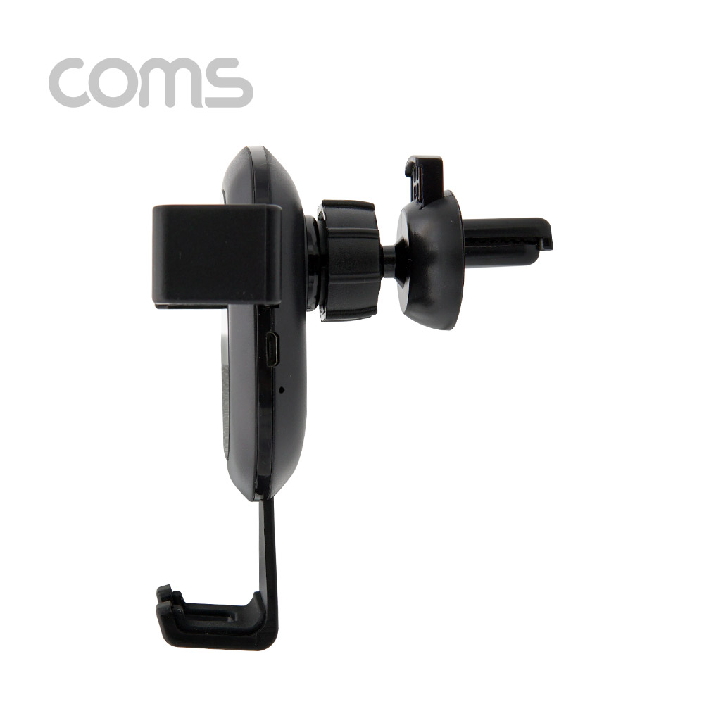 Coms 차량용 스마트폰 무선충전기, 거치대형 - Black, 9V 1.2A/5V 1A