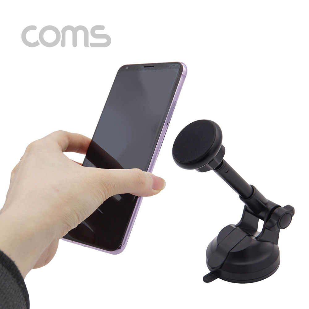 Coms 차량용 스마트폰 거치대, 유리 및 대시보드 흡착식 / 3단 길이조절 / 각도 조절