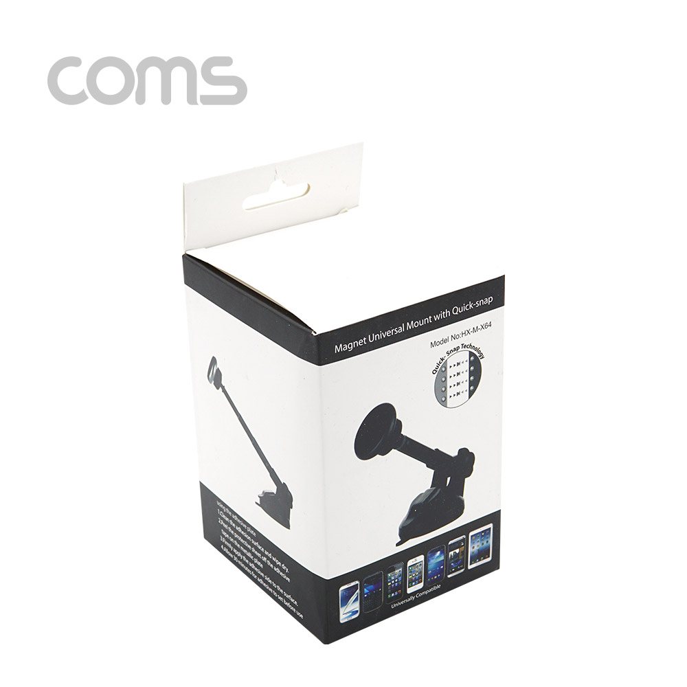 Coms 차량용 스마트폰 거치대, 유리 및 대시보드 흡착식 / 3단 길이조절 / 각도 조절