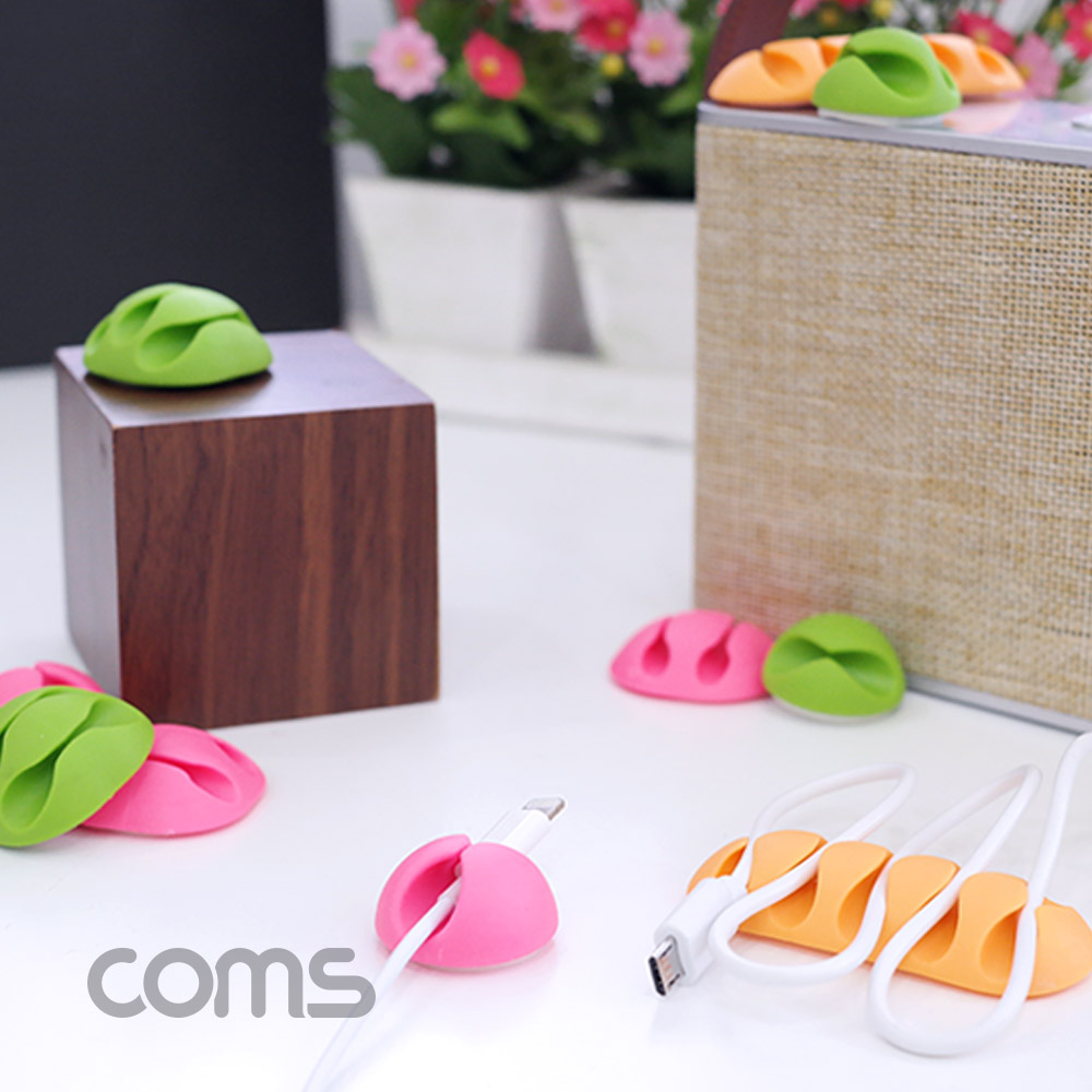 Coms 케이블 오거나이저(홀더형/10pcs), 케이블 / 볼펜 고정 / Color Random / 색상 랜덤발송
