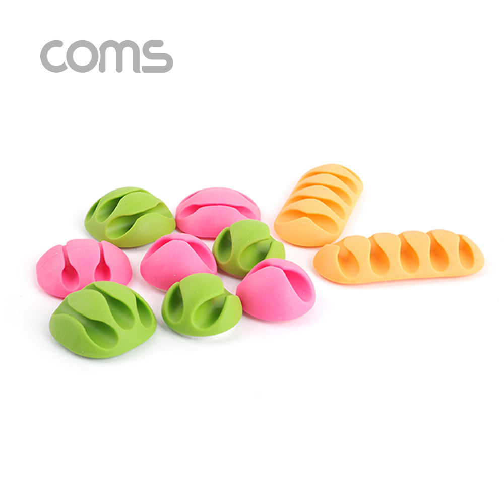 Coms 케이블 오거나이저(홀더형/10pcs), 케이블 / 볼펜 고정 / Color Random / 색상 랜덤발송