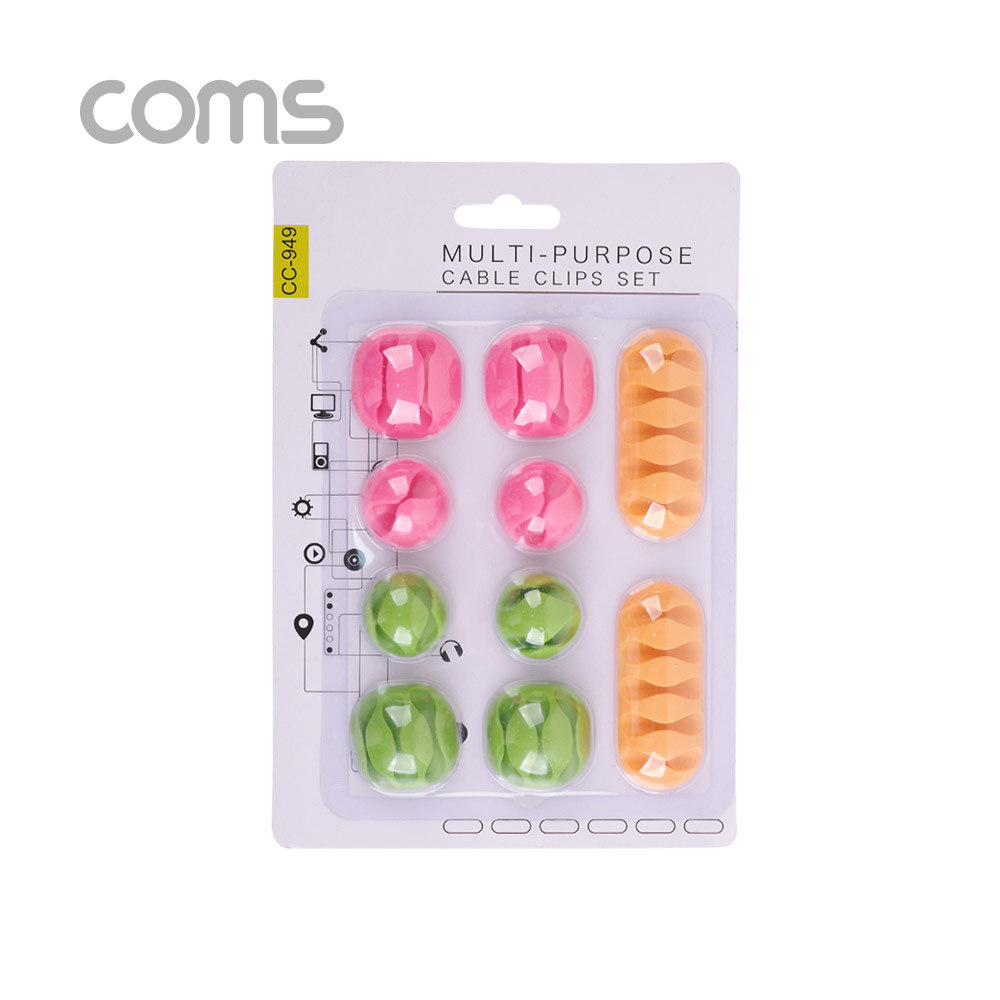 Coms 케이블 오거나이저(홀더형/10pcs), 케이블 / 볼펜 고정 / Color Random / 색상 랜덤발송