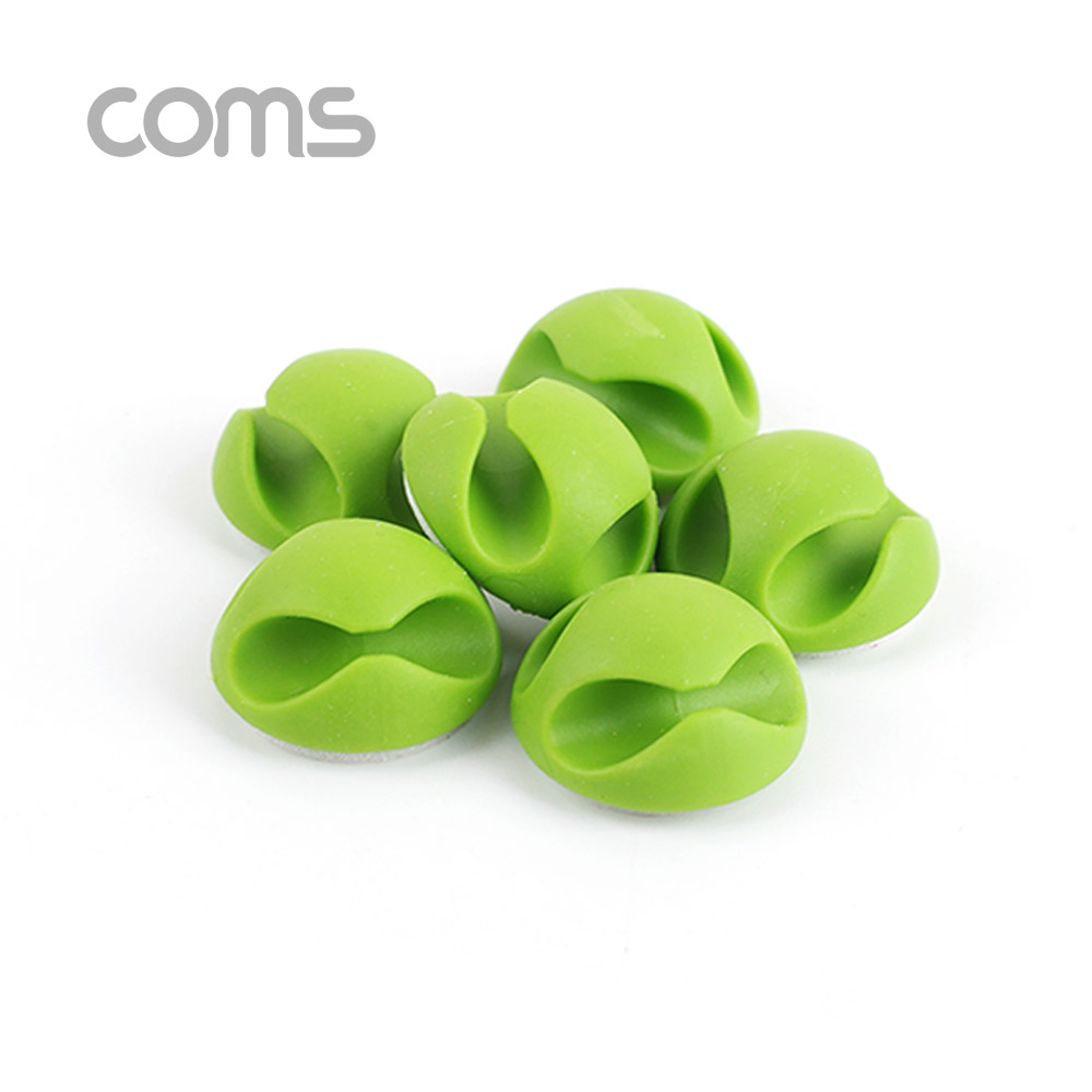 Coms 케이블 오거나이저(홀더형/6pcs), Green / 케이블 / 볼펜 고정