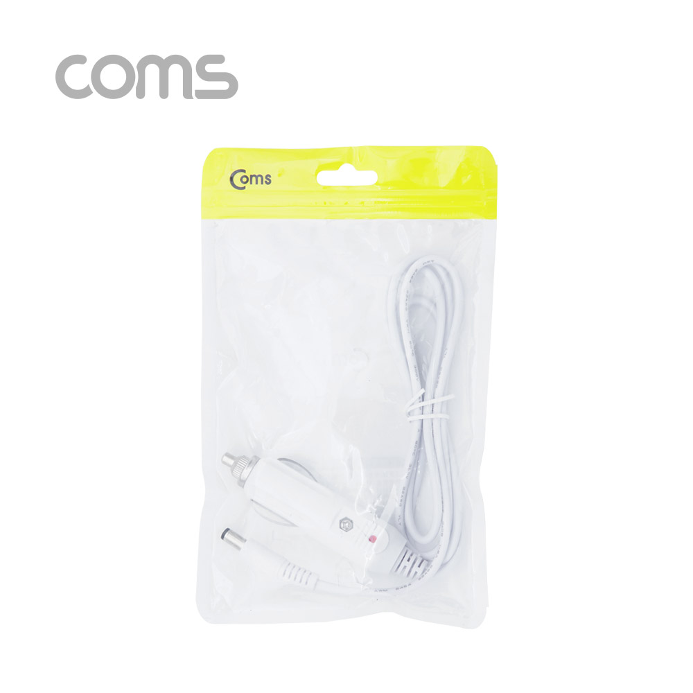Coms 차량용 시가 전원 케이블 1.2M / DC 5.5/2.1 / 시가잭(시거잭) / White