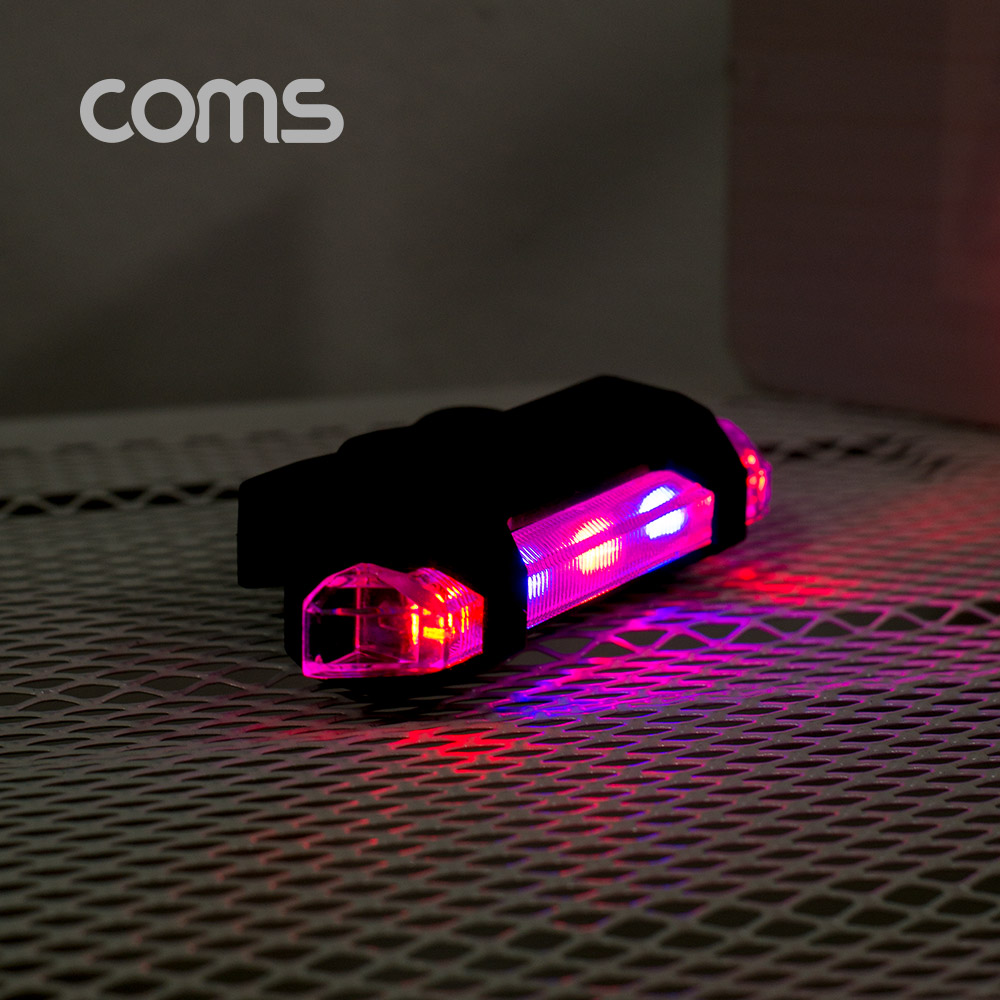 Coms 자전거 LED 안전 점멸기, USB 충전, Red+Blue Light