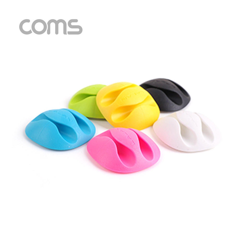Coms 케이블 오거나이저(홀더형/6pcs), 6Color (Pink, Yellow, Green, Blue, Black, White)