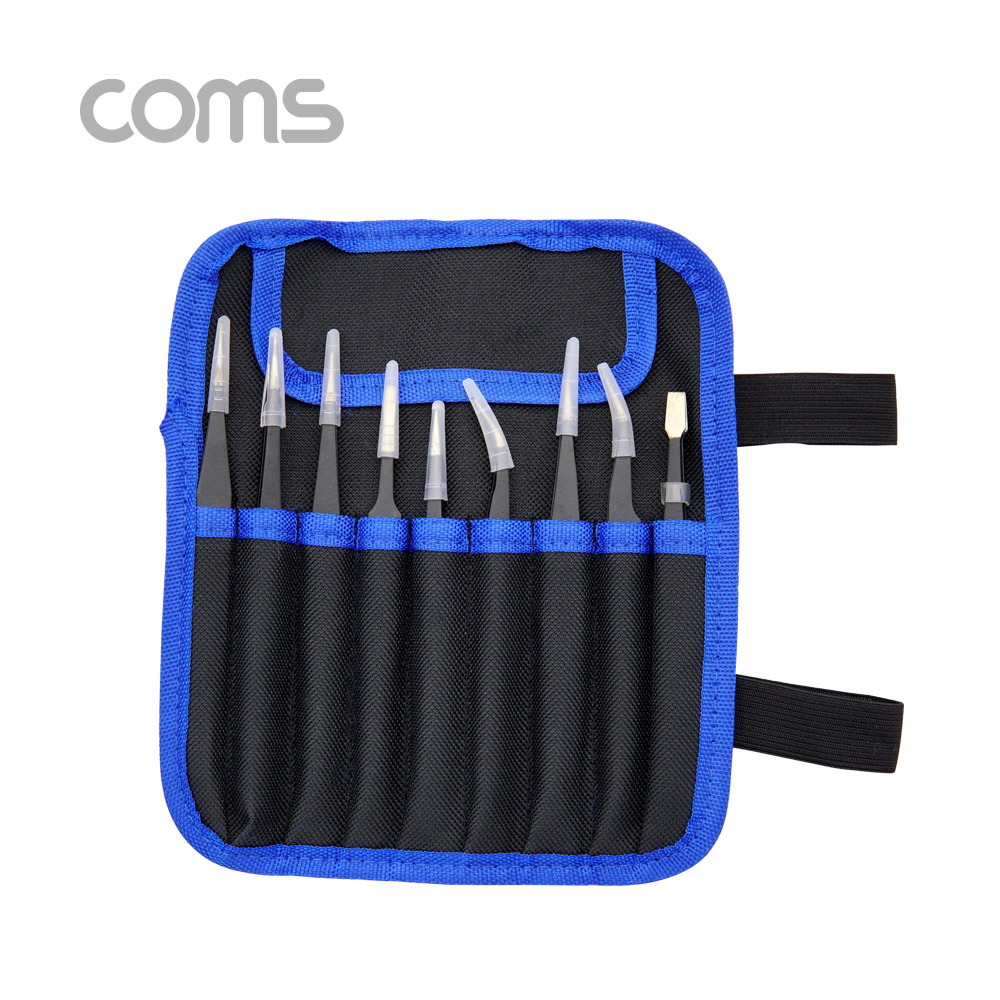 Coms 핀셋 세트(9pcs) / 정밀 핀셋 / 정전기 방지 / 네일아트, 비즈공예 / 쪽집게