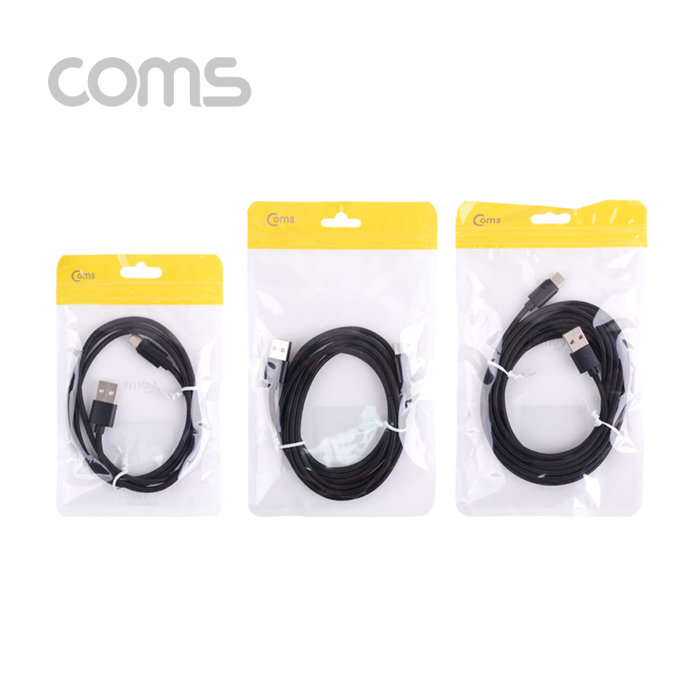 Coms USB 3.1 케이블 (Type C) 1M, Black, USB A(M)/C(M), 패브릭