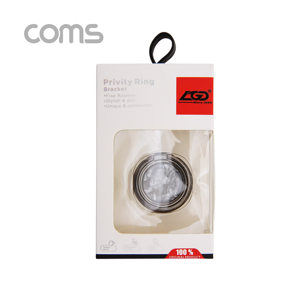 Coms 스마트폰 핑거링 / 링 홀더 / Black / 보석 은색