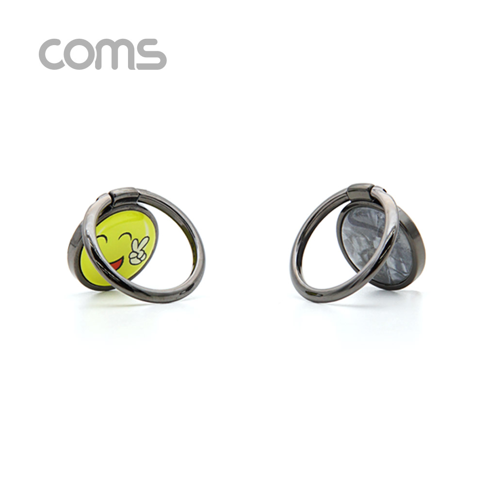 Coms 스마트폰 핑거링 / 링 홀더 / Black / V스마일