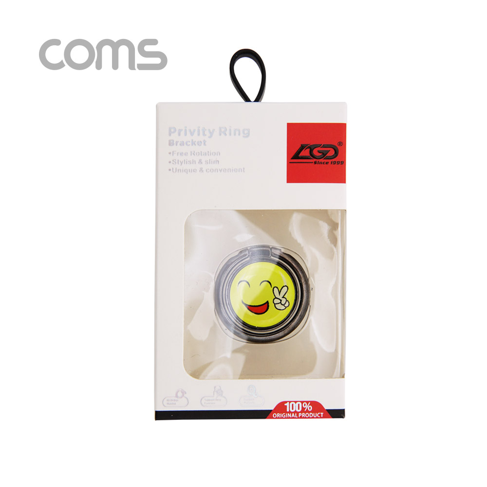 Coms 스마트폰 핑거링 / 링 홀더 / Black / V스마일