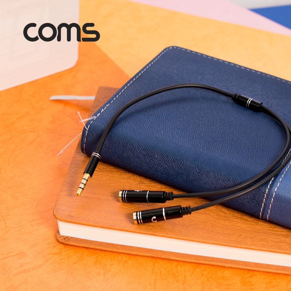 Coms AUX 젠더 Y형(3.5 M/Fx2) / 스테레오 Stereo 케이블 / 이어폰, 마이크 연결 / 30cm