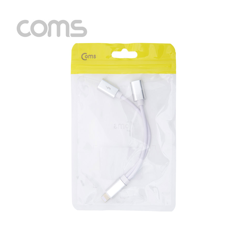 Coms iOS 8핀 Y형 케이블 (8Pin x 2 / 10cm / 이어폰 + 충전)