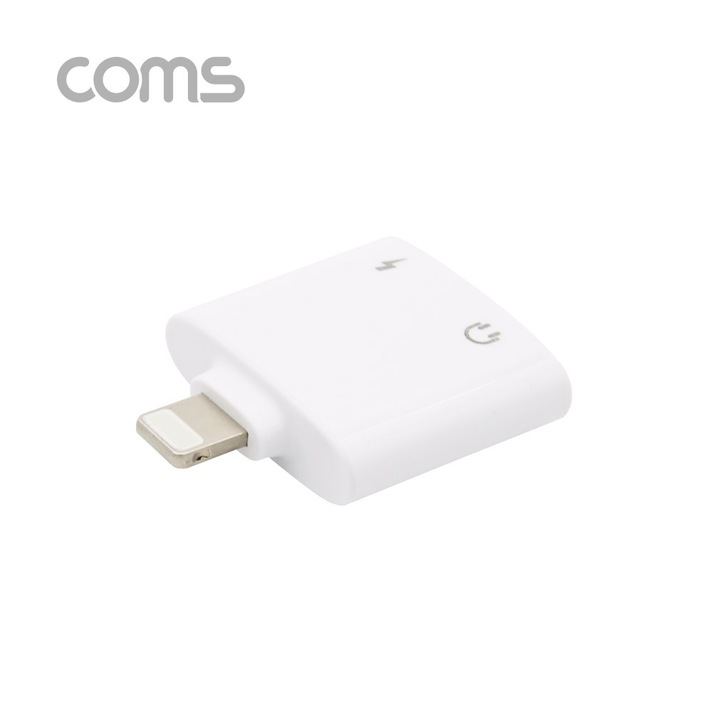 Coms iOS 8핀 (8Pin) AUX 젠더 (T형), White / 이어폰 / 충전