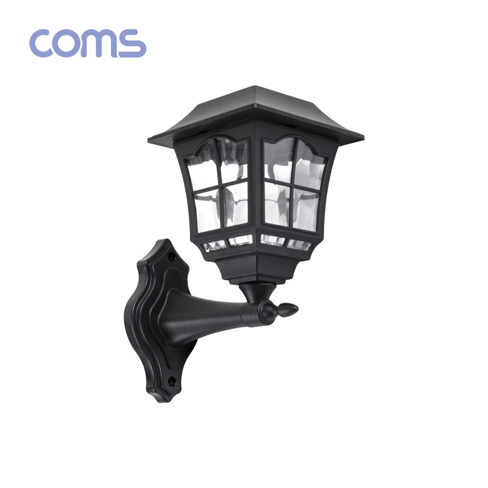 Coms 태양광 LED 정원등 / 사각 벽면거치형 / 웜화이트 / 900mAh