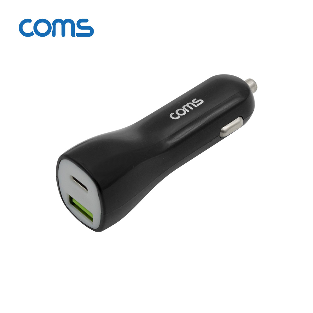 Coms 차량용 시가잭(시거잭) 고속충전기 Black (USB 3.1 Type C / 12V~24V / 45W / 퀄컴 QC 3.0)