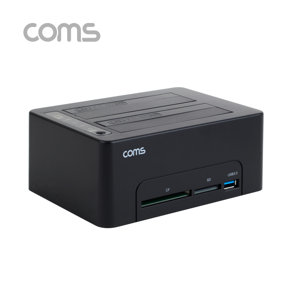 Coms USB 3.0 듀얼 하드 도킹스테이션 / HDD 2.5형/3.5형 2Port / SATA I/II/III / Clone / CF / SD