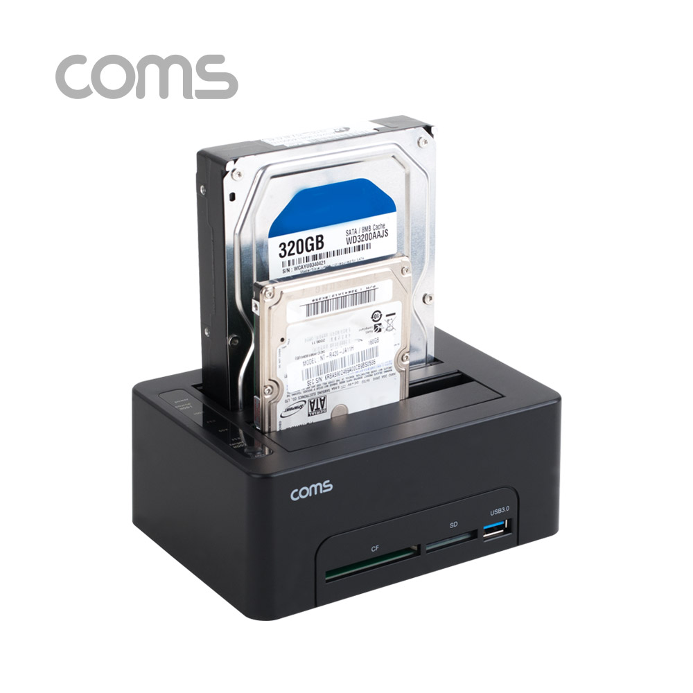 Coms USB 3.0 듀얼 하드 도킹스테이션 / HDD 2.5형/3.5형 2Port / SATA I/II/III / Clone / CF / SD