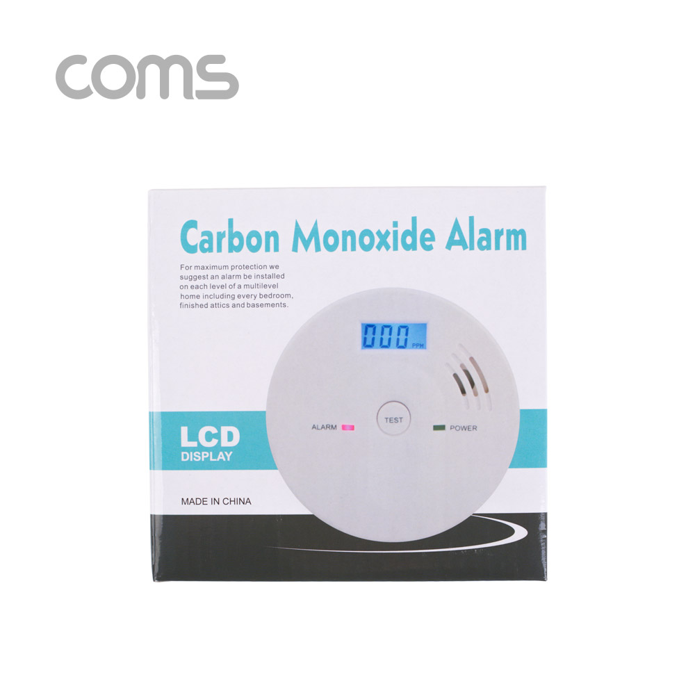 Coms 일산화탄소 측정기, 9V x 1 배터리(미포함), 경보/감지기/LCD내장