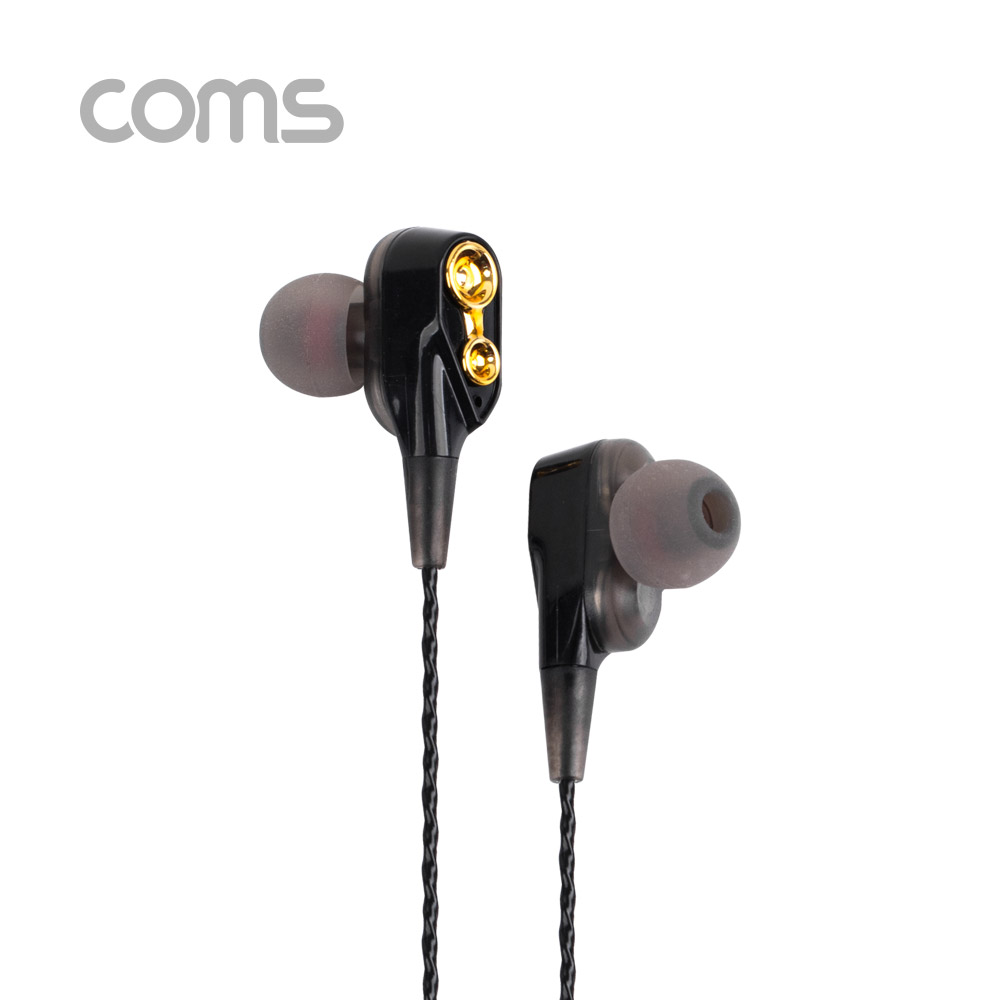 Coms 이어폰 (3.5mm / 볼륨컨트롤/ 마이크) / Black / 커널형