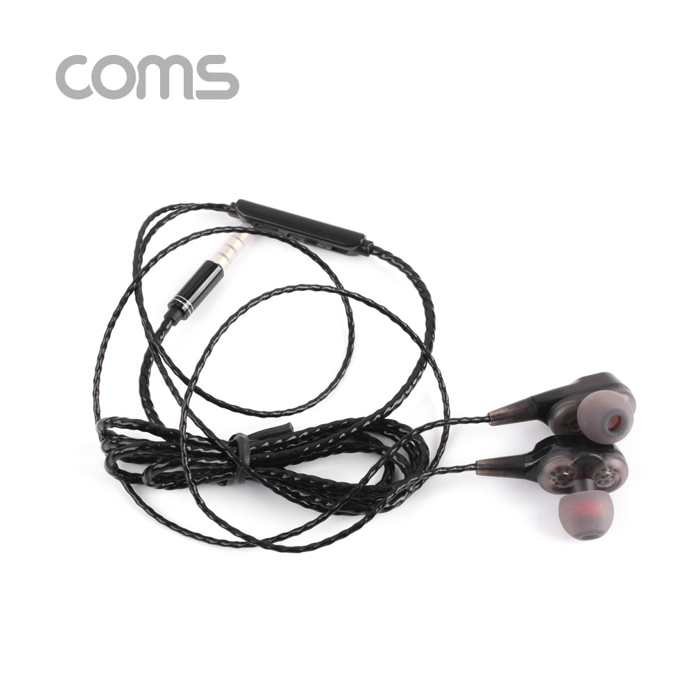 Coms 이어폰 (3.5mm / 볼륨컨트롤/ 마이크) / Black / 커널형