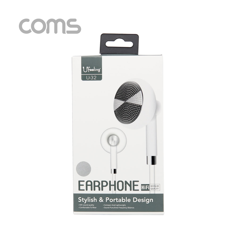 Coms 이어폰 (3.5mm / 마이크) / White