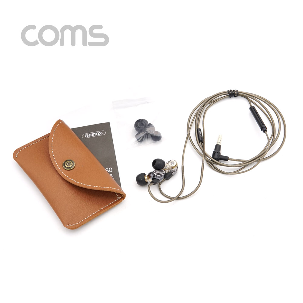 Coms 이어폰 (3.5mm / 볼륨컨트롤 / 마이크), Black