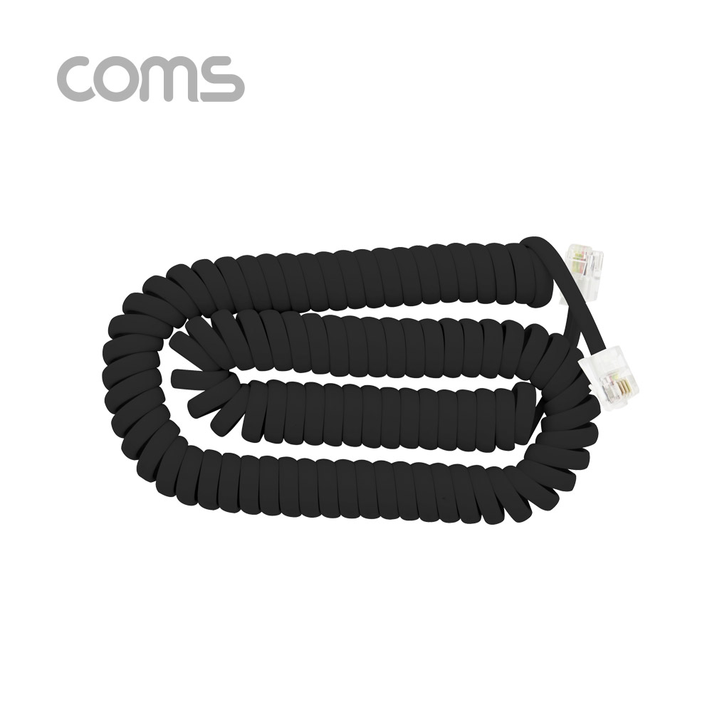 Coms 전화선 송수화기 케이블, 스프링 Black