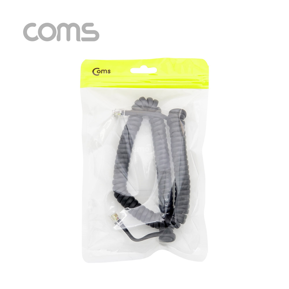 Coms 전화선 송수화기 케이블, 스프링 Black