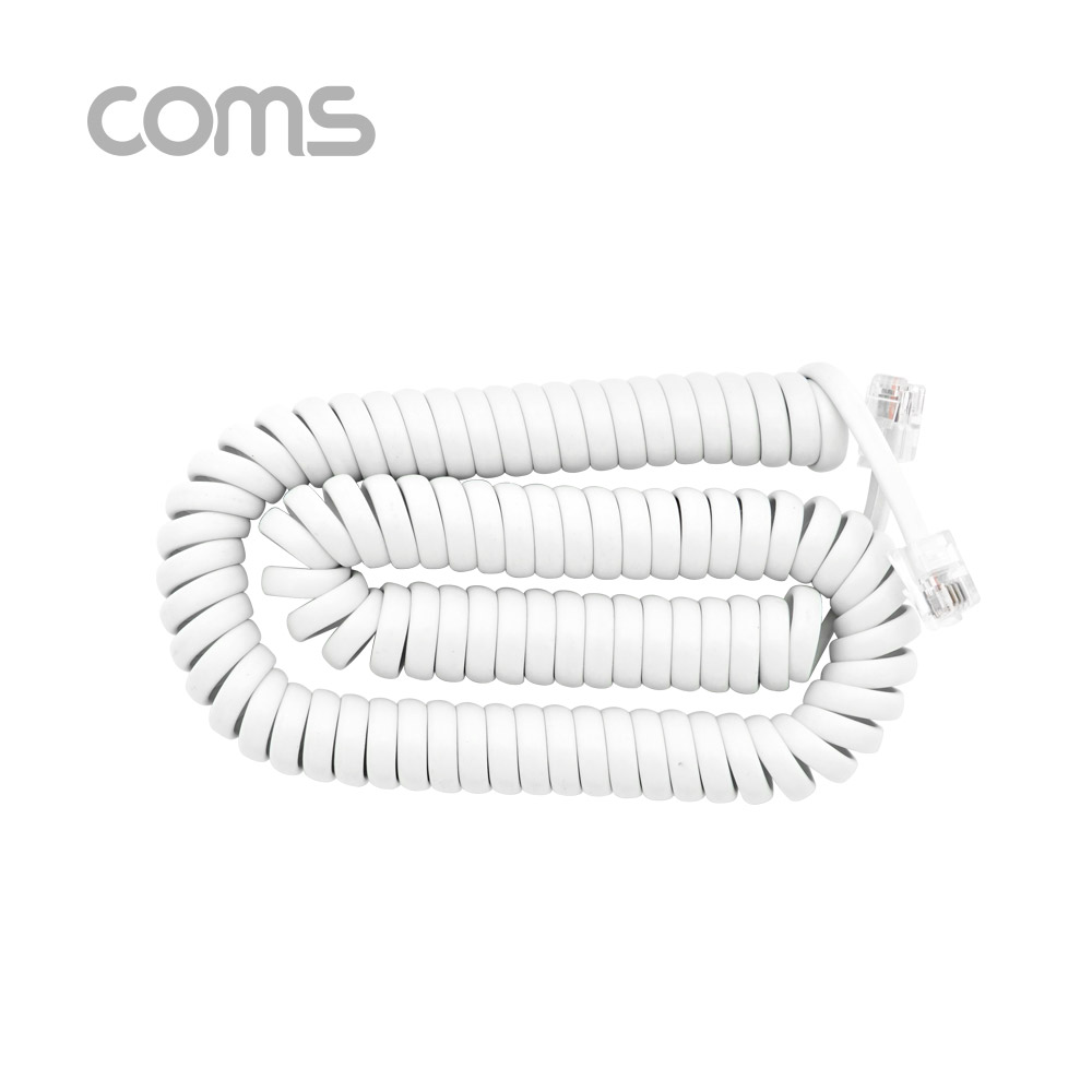 Coms 전화선 송수화기 케이블, 스프링 White