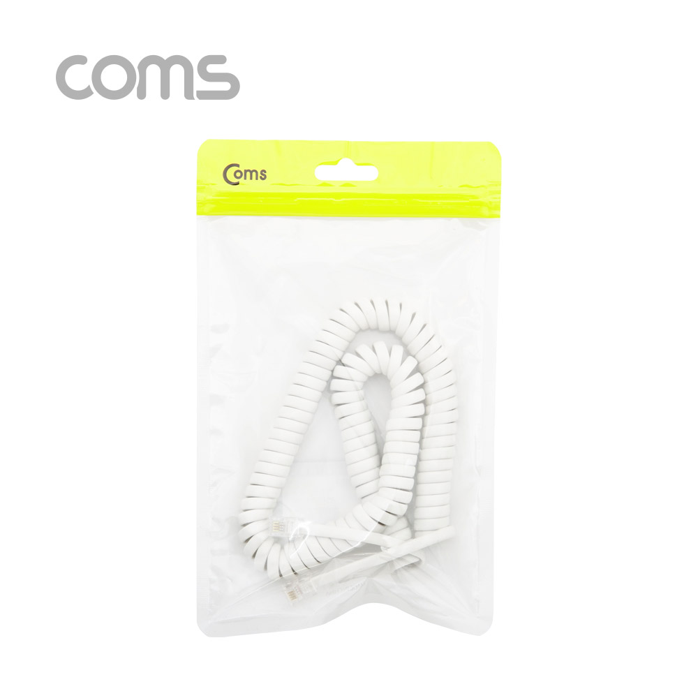 Coms 전화선 송수화기 케이블, 스프링 White