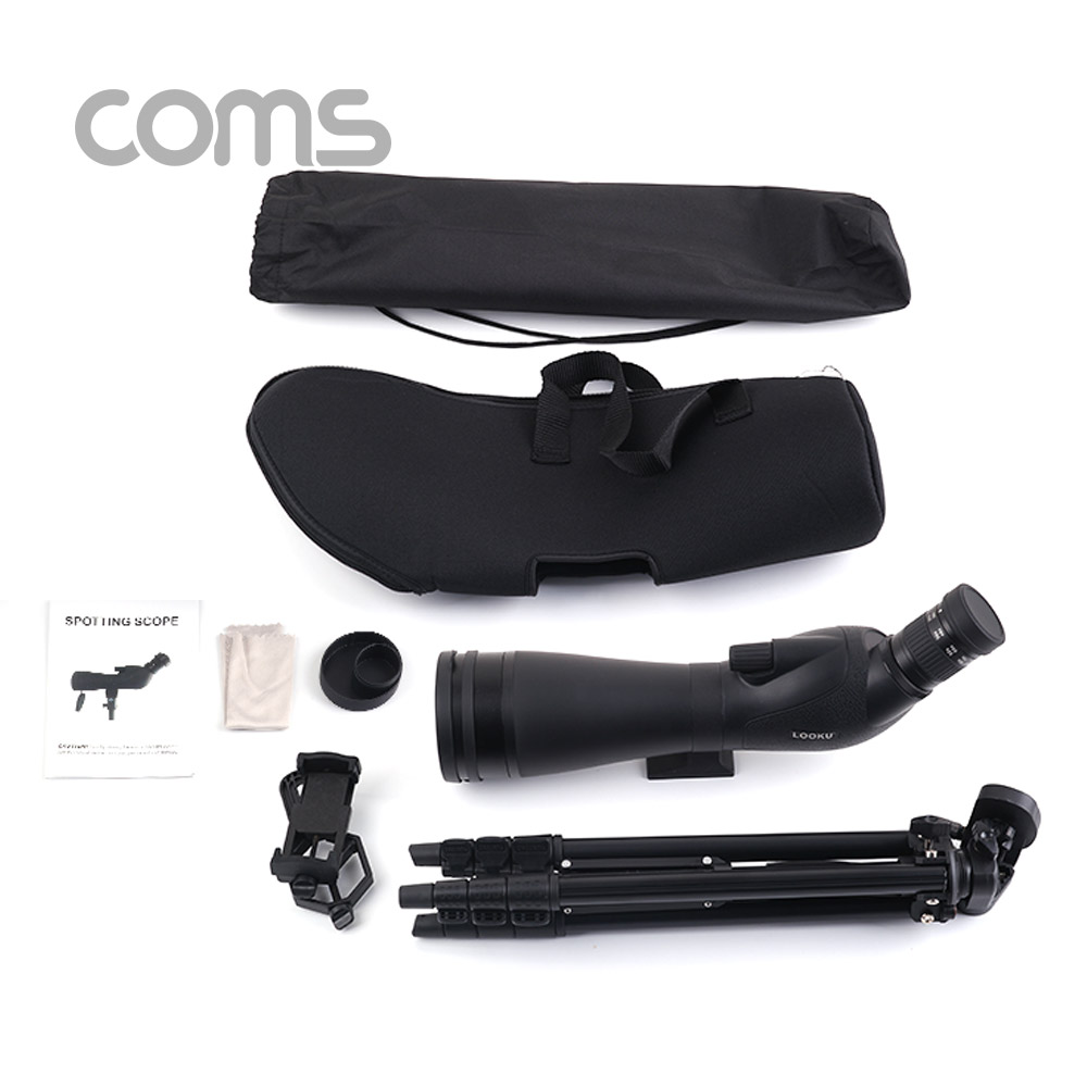 Coms 고성능 관측경 세트(20X ~ 60X) / 80mm / 망원경 / 단망경 / 삼각대(폴더 접이식) / 3단 / 망원경 거치대