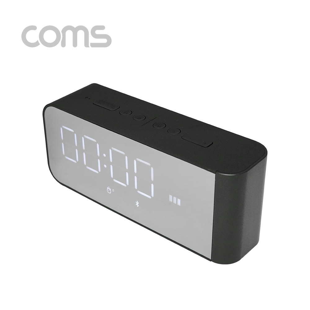 Coms 알람 블루투스 스피커, Black / 32GB SD지원, 2200mAh, 3.5mm, Aux, FM라디오