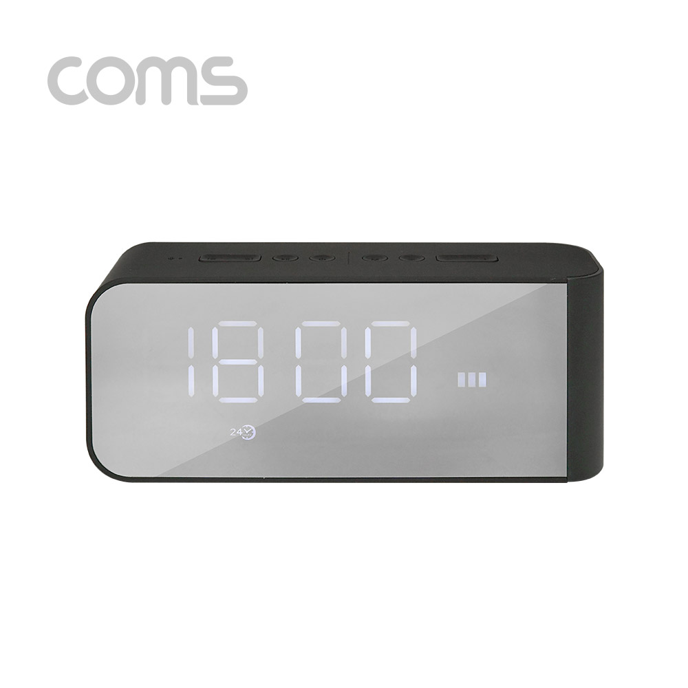 Coms 알람 블루투스 스피커, Black / 32GB SD지원, 2200mAh, 3.5mm, Aux, FM라디오