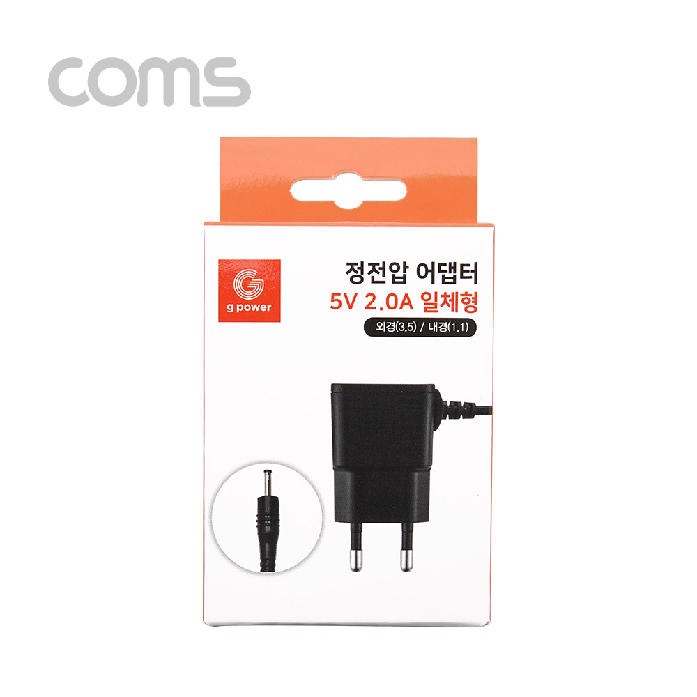 Coms 아답터 (정전압) DC 5V 2.0A, Black - 3.5mm / 1.3mm