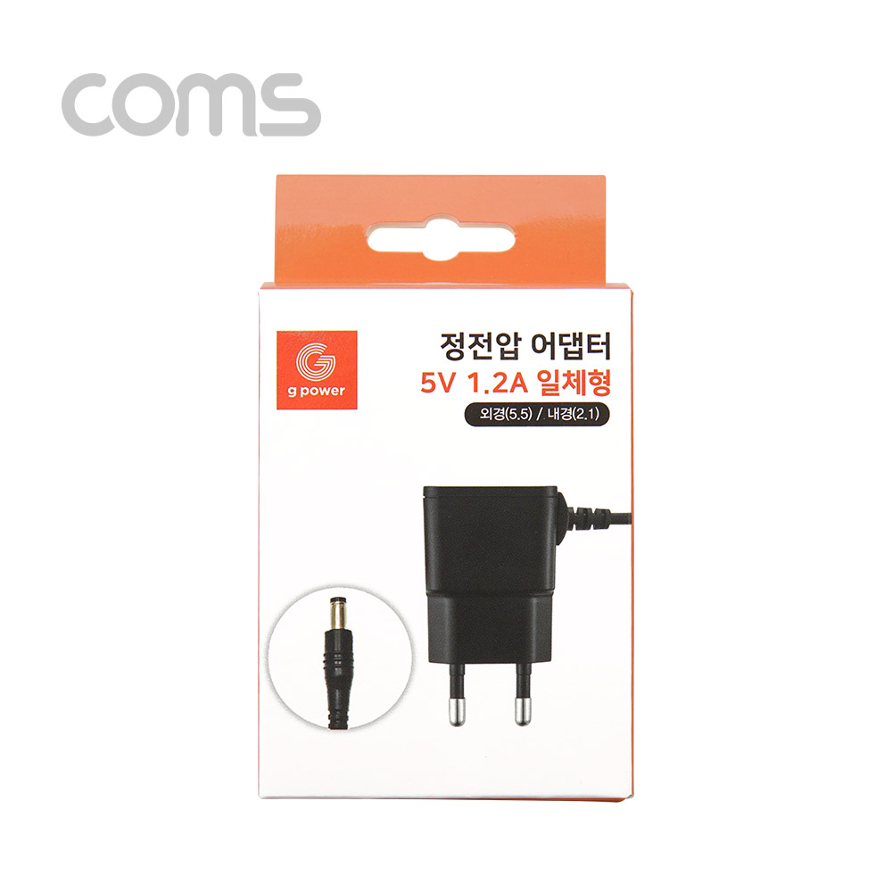 Coms 아답터 (정전압) DC 5V 1.2A, Black - 5.5mm / 2.1mm