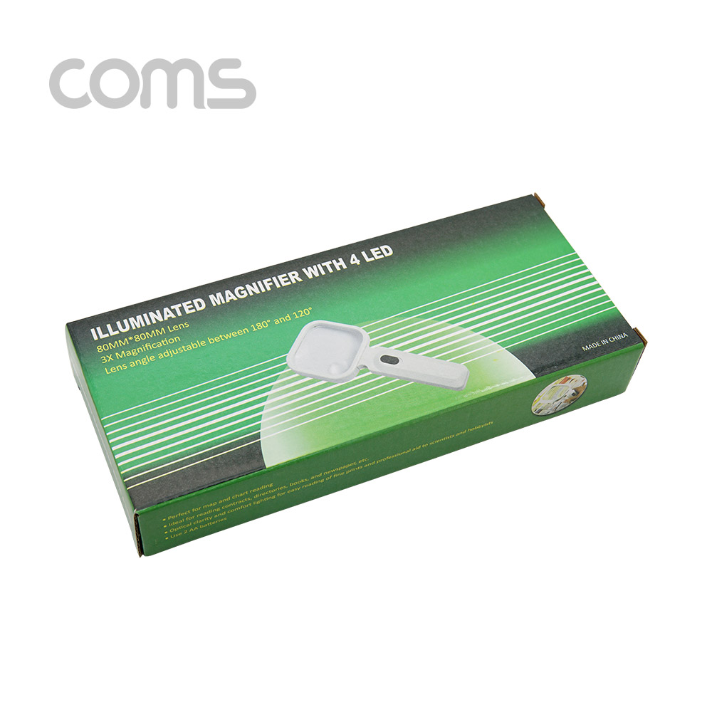 Coms 확대경(작업용, 조명) 80mm, 4LED, 3x, 6x