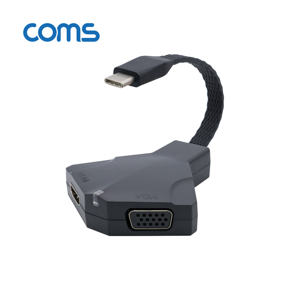 Coms USB 3.1 Type C to HDMI 4K / VGA / ST 3.5mm 컨버터