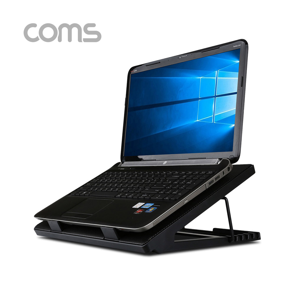 Coms 이톰 에르고 노트북 쿨링패드 / 스탠드 N2, 5단조절, Black