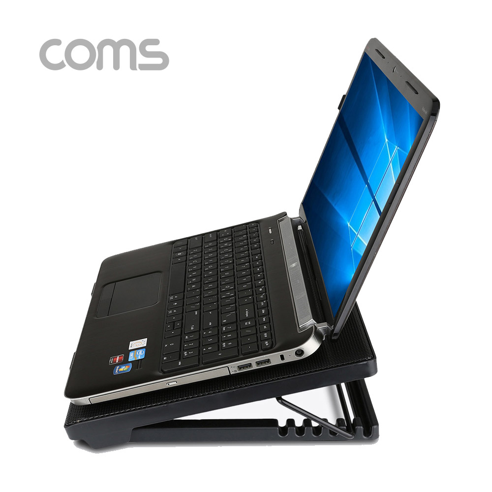 Coms 이톰 에르고 노트북 쿨링패드 / 스탠드 N2, 5단조절, Black