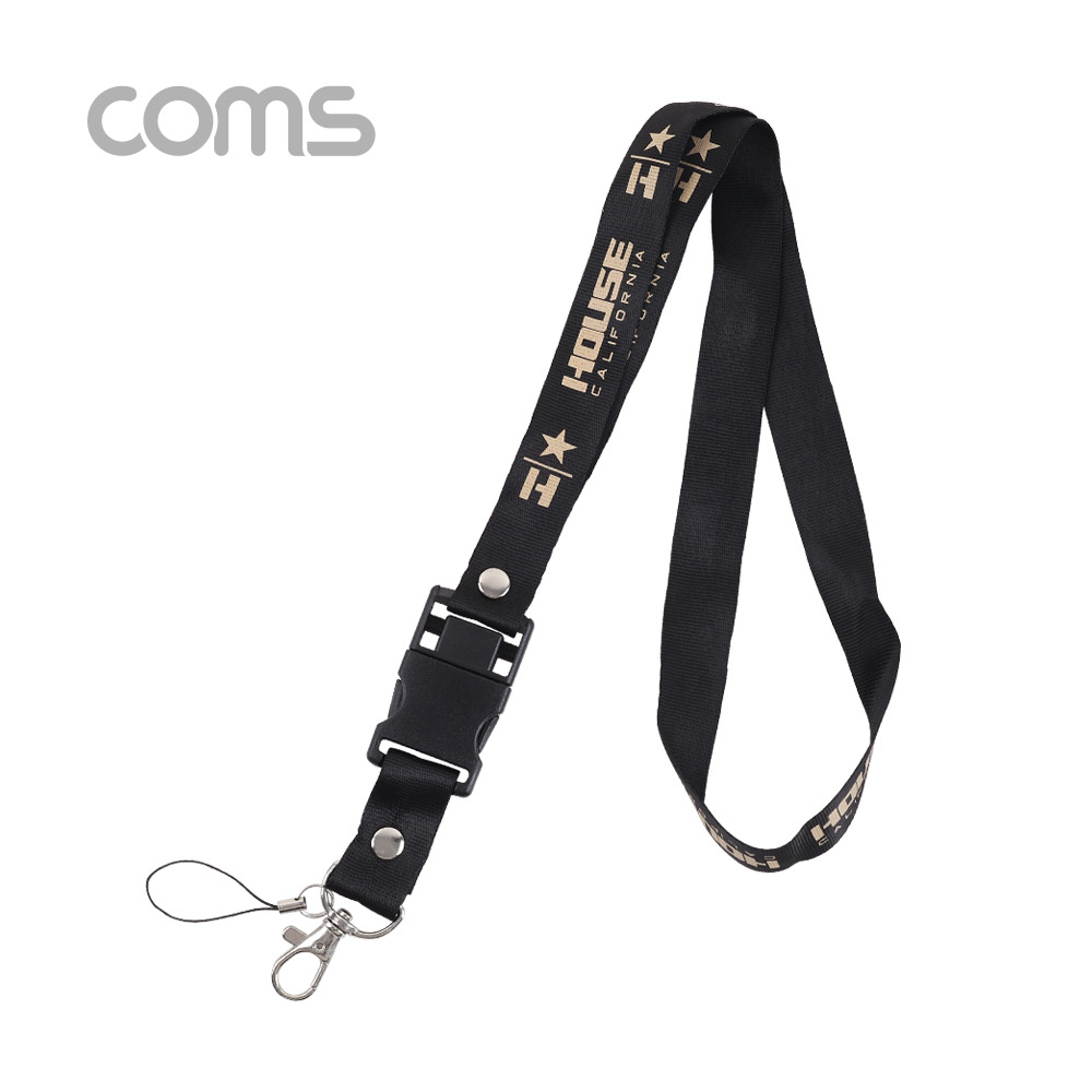 Coms 스마트폰 넥 스트랩 / 열쇠 목걸이 - Black